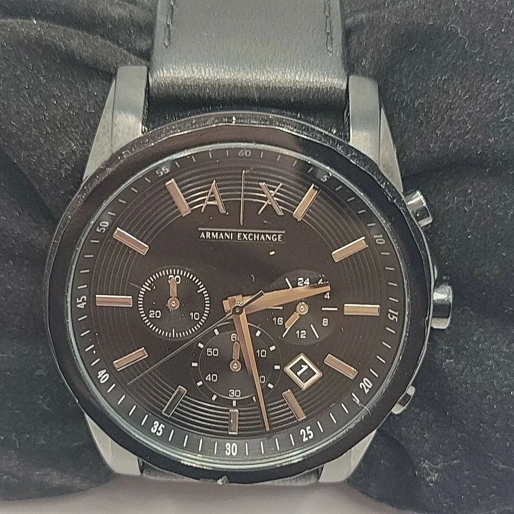 Armani Exchange AX2098 Men's Black Leather Analog Dial Quartz Wrist Watch BC471